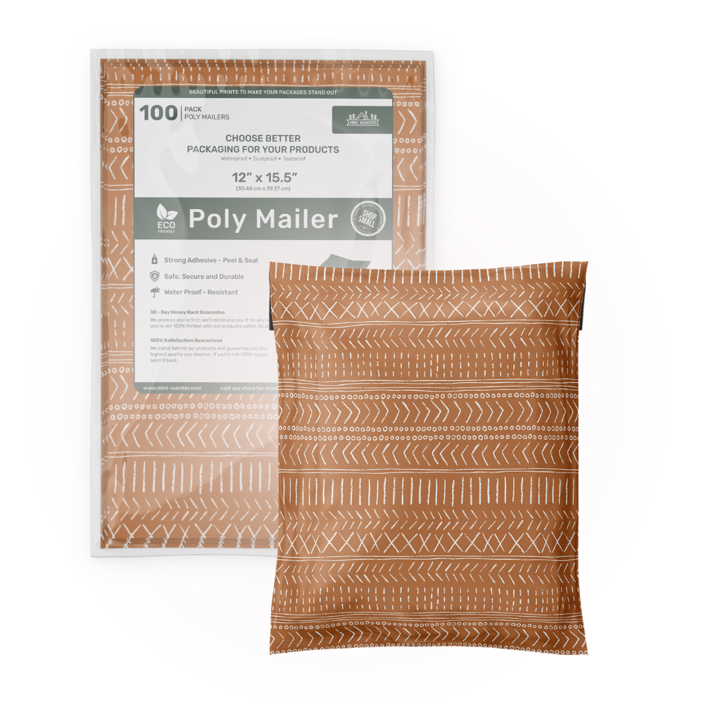 Pack of 100 brown poly bags from Favorite Supplies. Cute packaging from small brands at affordable prices.