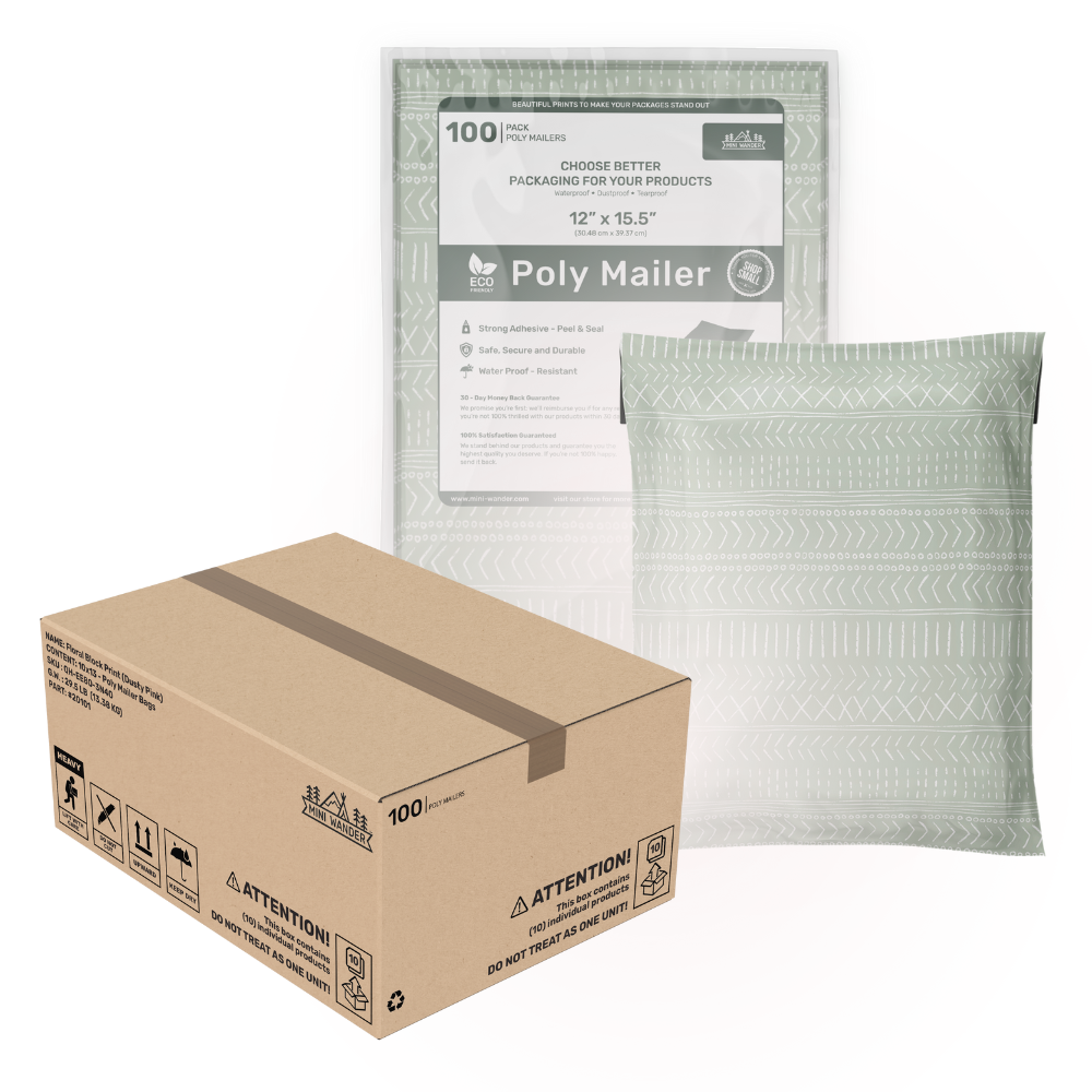 Bulk Mailers (12x15.5): Geo Boho (Green) 1,000PK