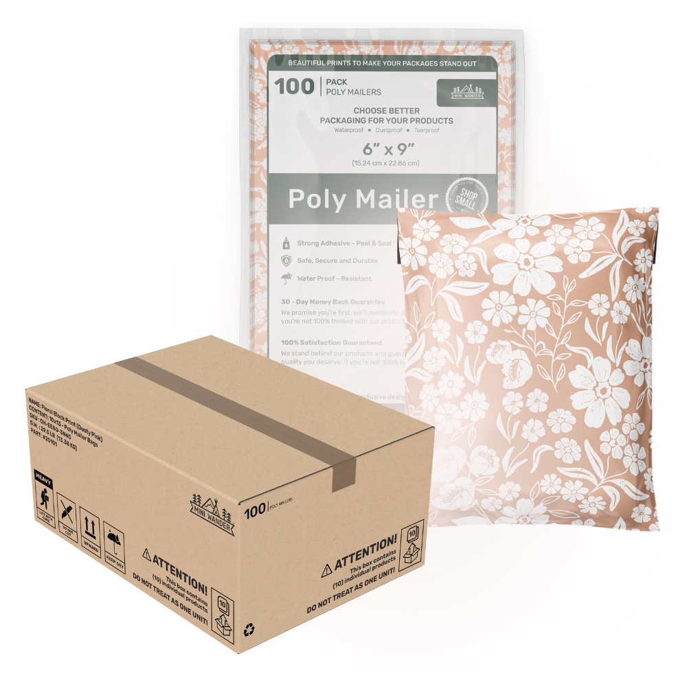 Bulk Mailers (6x9): Floral Print (Dusty Pink) 1,000PK