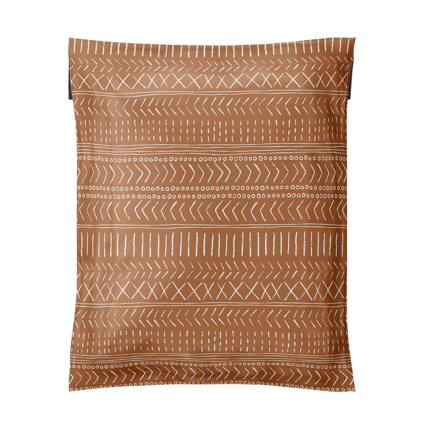 Large poly bag, pretty and minimalist brown design with boho lines and dashes. Large brown polymailer 12x15.5