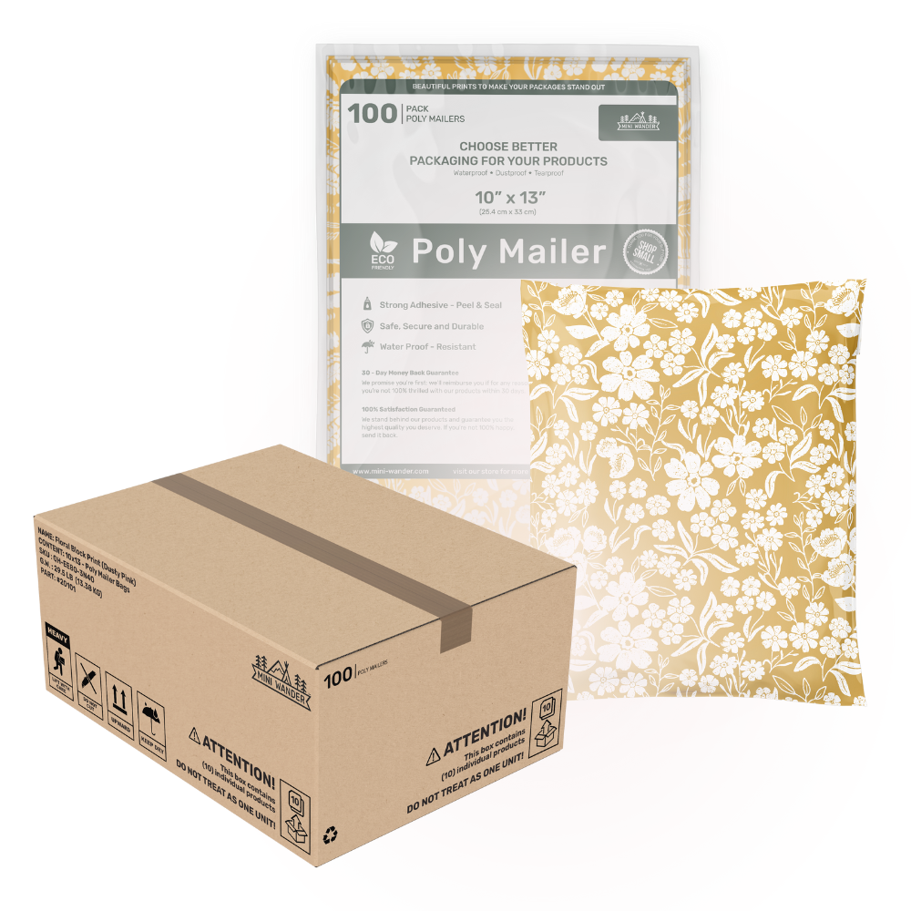 Bulk Mailers (10x13): Floral Print (Yellow) 1,000PK