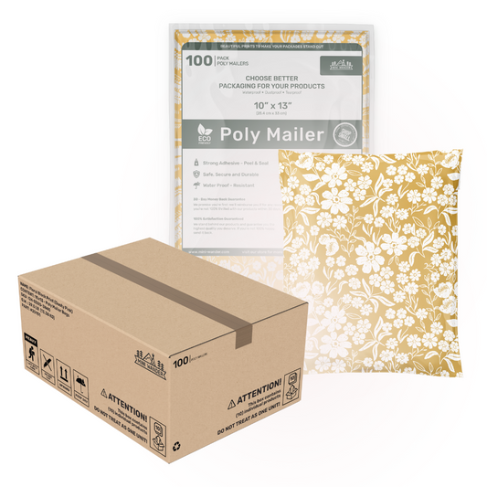 Bulk Mailers (10x13): Floral Print (Yellow) 1,000PK