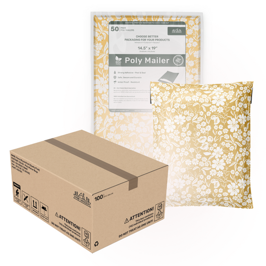 Bulk Mailers (14.5x19): Floral Print (Yellow) 500PK