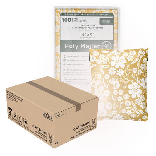 Bulk Mailers (6x9): Floral Print (Yellow) 1,000PK