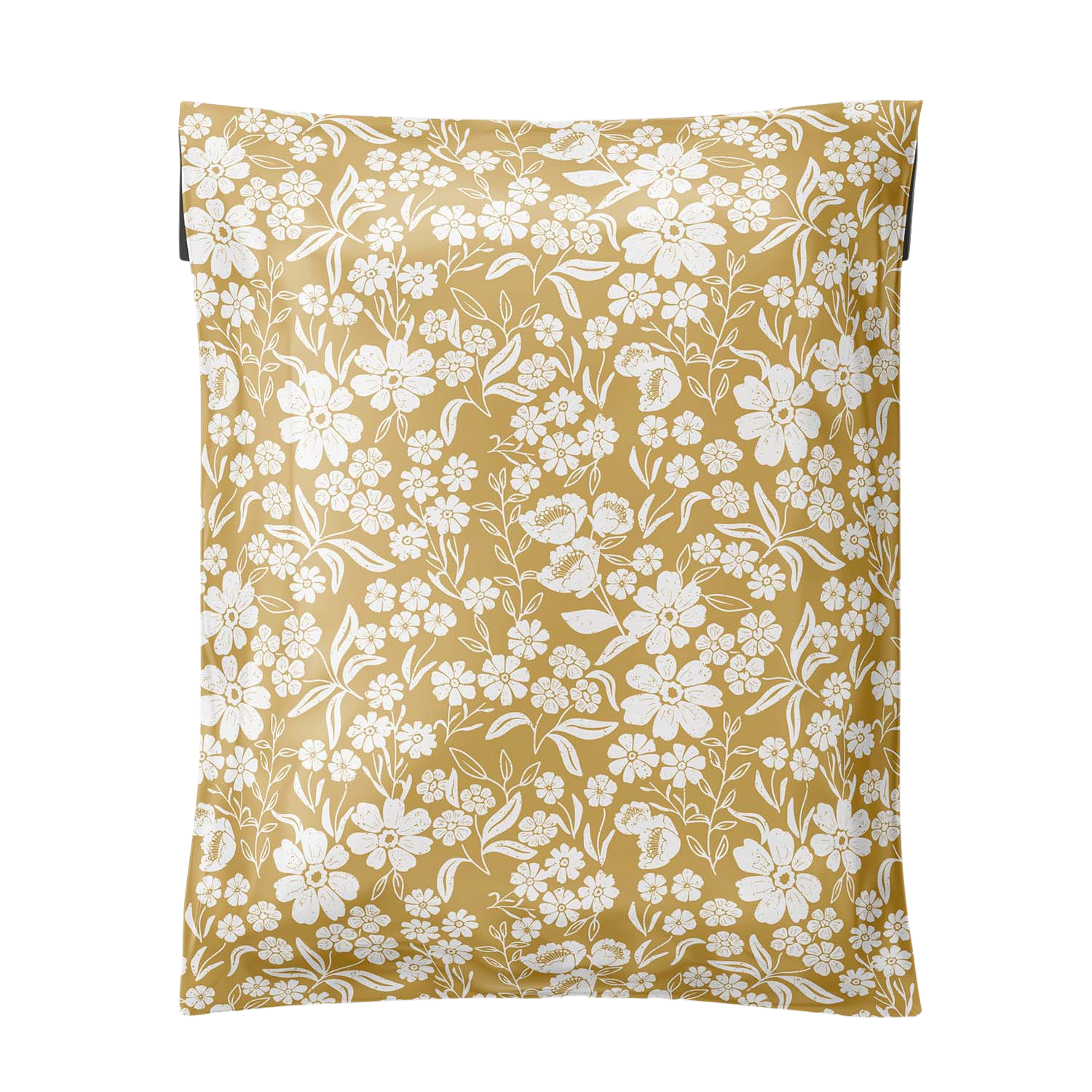 Cute Poly Mailer from Favorite Supplies. Yellow color with white floral pattern. 12x15.5 size