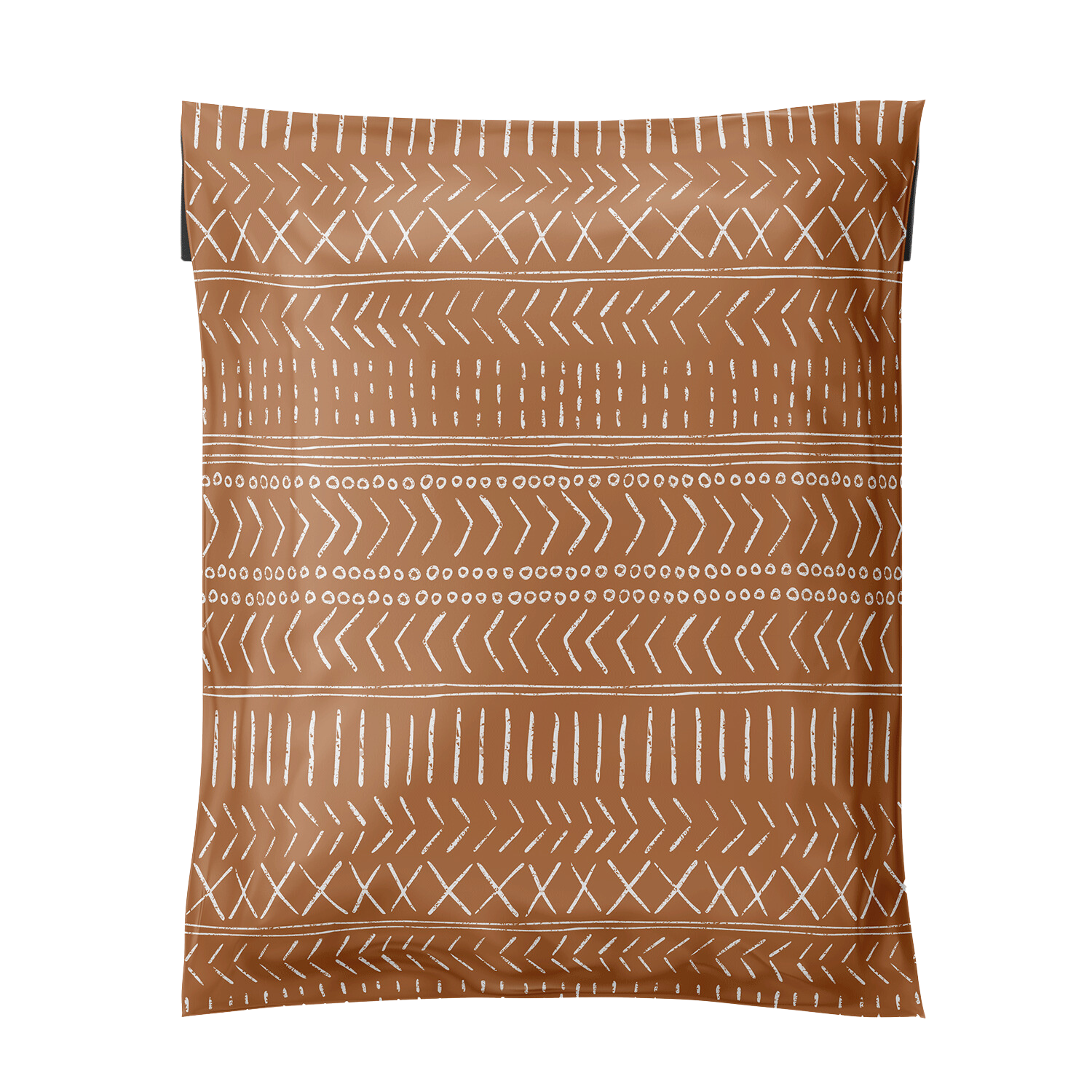 Favorite Supplies 10x13 Boho Brown Poly Mailer with a stylish geometric pattern. Perfect for small business clothing shipping. Eco-friendly and self-sealing envelopes.